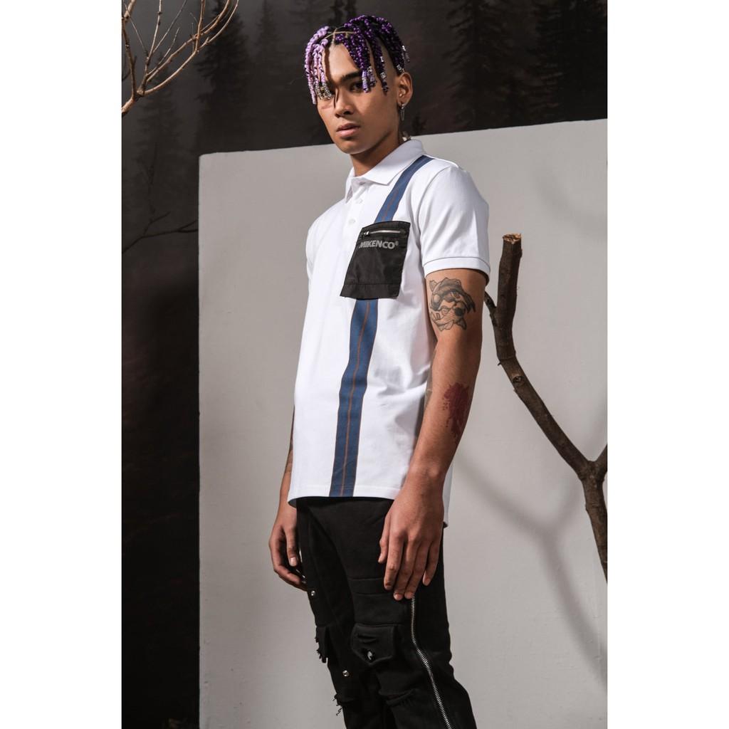 Áo thun có cổ unisex Stripe Polo Trắng