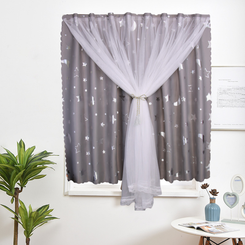 Rèm Khoen Lỗ, Khoen Ri Đô, Rèm Dán Hai Lớp TRĂNG SAO XÁM Chống Nắng Tốt, Kích Thước Đa Dạng