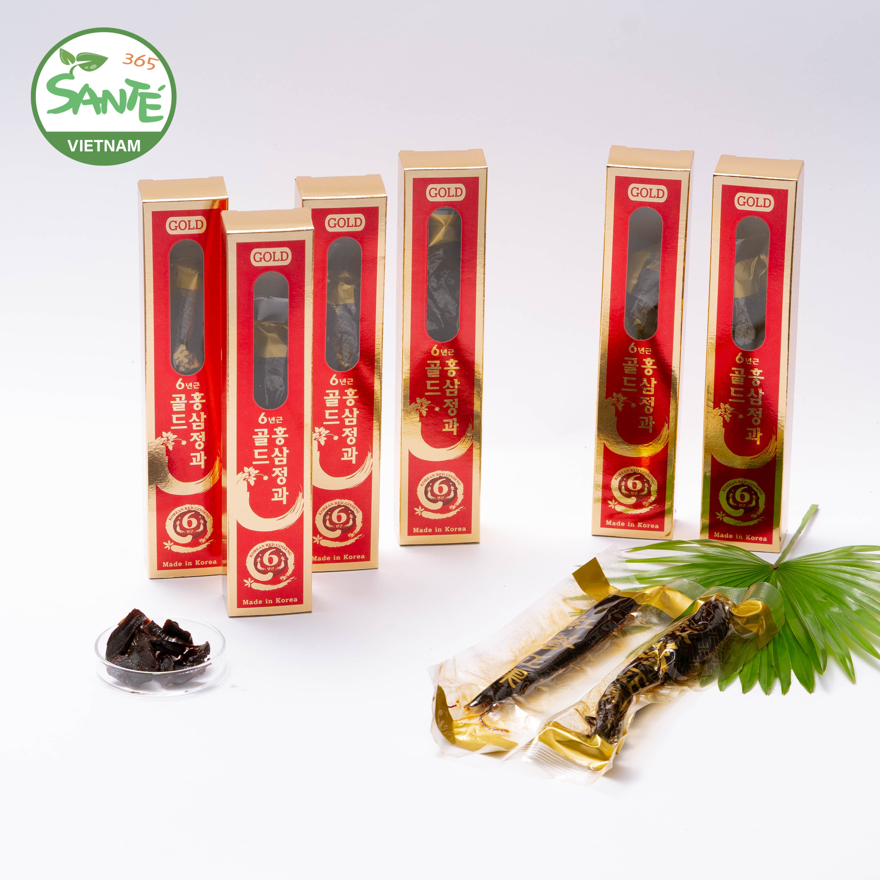 Sante365 - Hồng Sâm 6 Năm Tuổi Tẩm Mật Ong Gold hộp nhỏ 50g (Honeyed 6 Years Old Korean Red Ginseng Gold) 