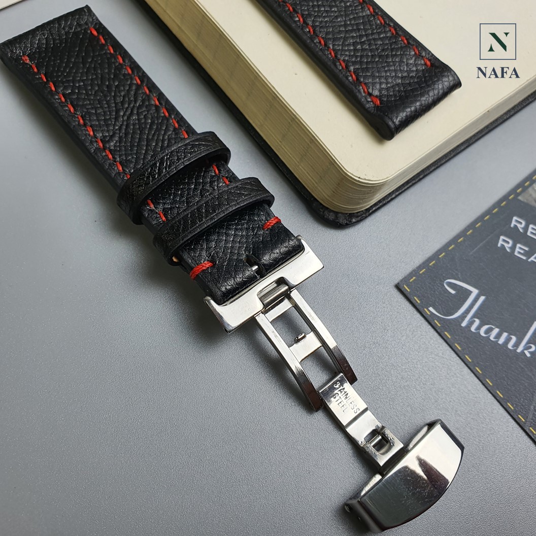 Dây đồng hồ da Epsom NAFA AL106 khóa bướm sang trọng, thời trang cao cấp - BH 3 năm
