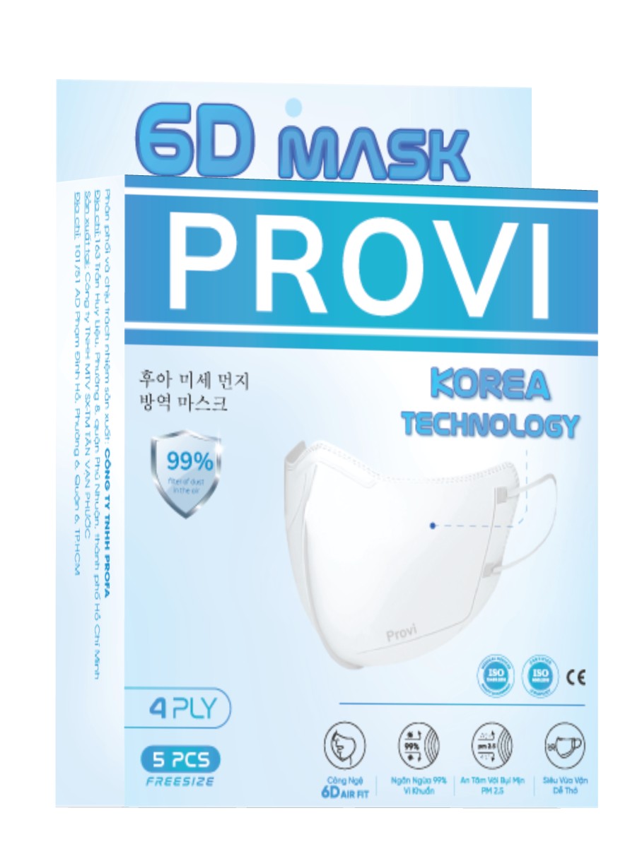 [H&amp;B GIFT] Khẩu trang Provi 6D hộp 5 cái