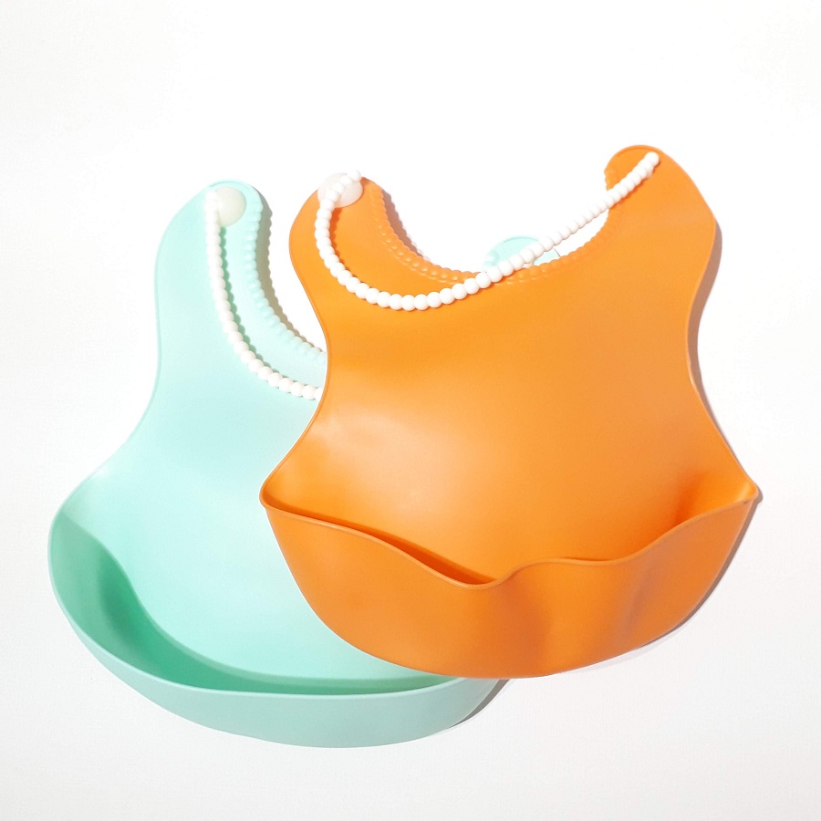 Set 2 Yếm ăn dặm có máng đựng chống thấm nước cho bé