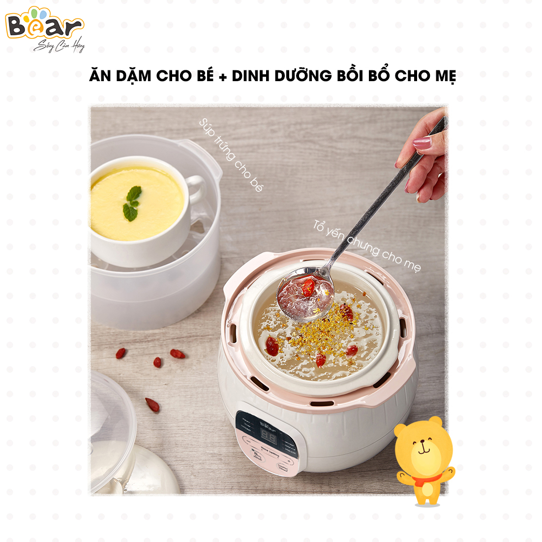 Nồi nấu chậm 0.8L SUBE001.01 - Có lồng hấp