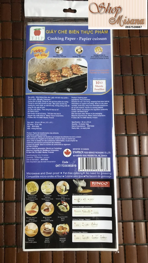Giấy dầu lót nướng bánh kích thước 30 x 38cm