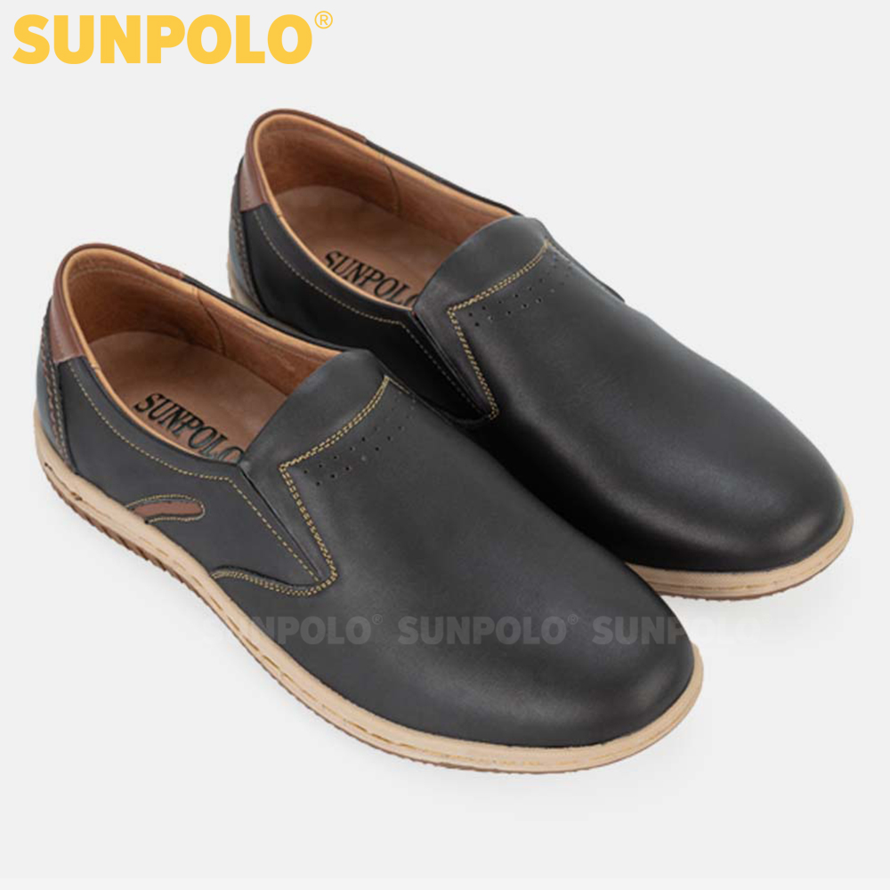 Giày Nam, Giày Lười da Bò SUNPOLO SPH423 (Xanh navy, Nâu)