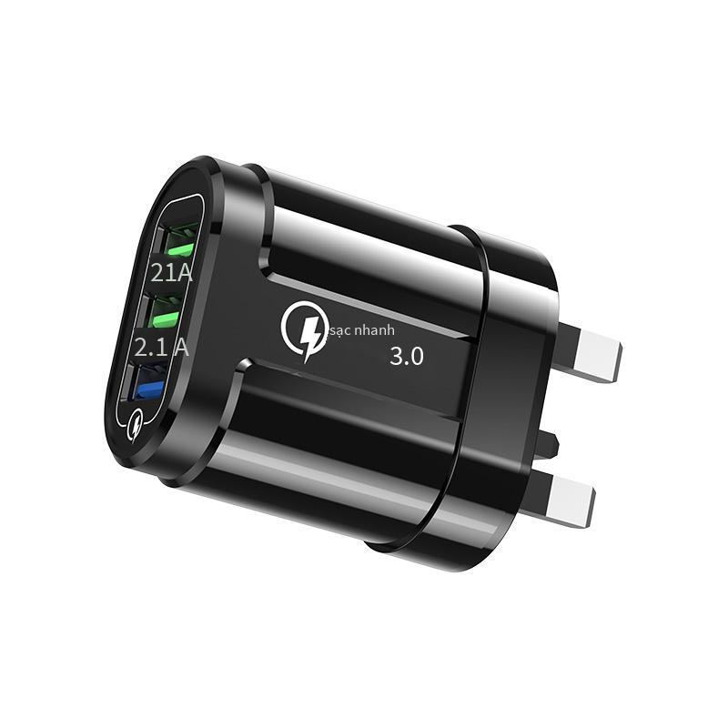 Giá ưu đãi Tiêu chuẩn Châu Âu ba cổng usb đa cổng sạc nhanh QC3.0 đầu sạc du lịch 18W tiêu chuẩn Mỹ tiêu chuẩn Anh Bộ sạc du lịch 18W
