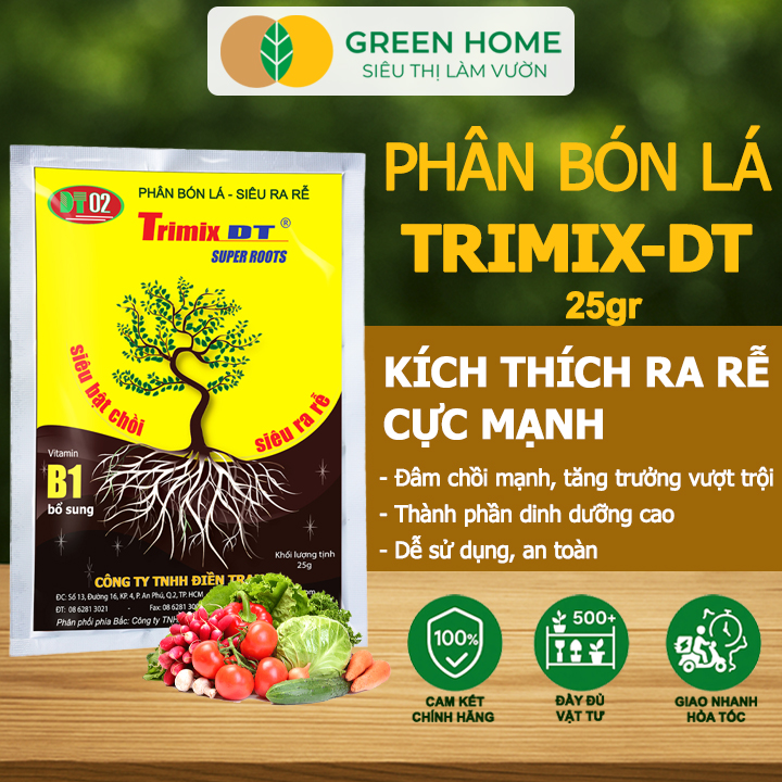 Phân Bón Lá TRIMIX-DT, GreenHome, Gói 25gr, Siêu Bật Chồi, Kích Thích Ra Rễ Cực Mạnh,Tăng Trưởng Cây