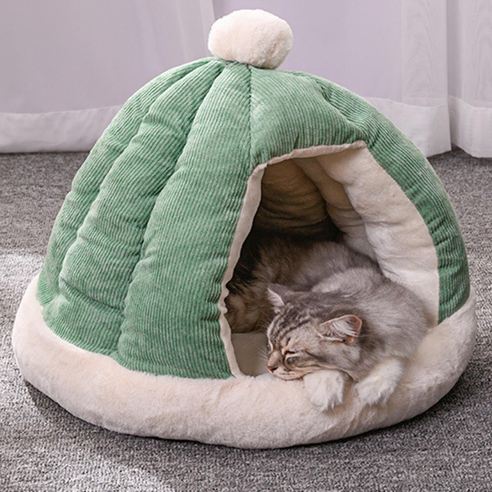 Cute Cat Bed Kitten Cave Kitten House Comfortable Portable Kitty Hut with Cushion Dog Bed Anti Slip Warm Nest Decorative Dog Kennel Pet Bed