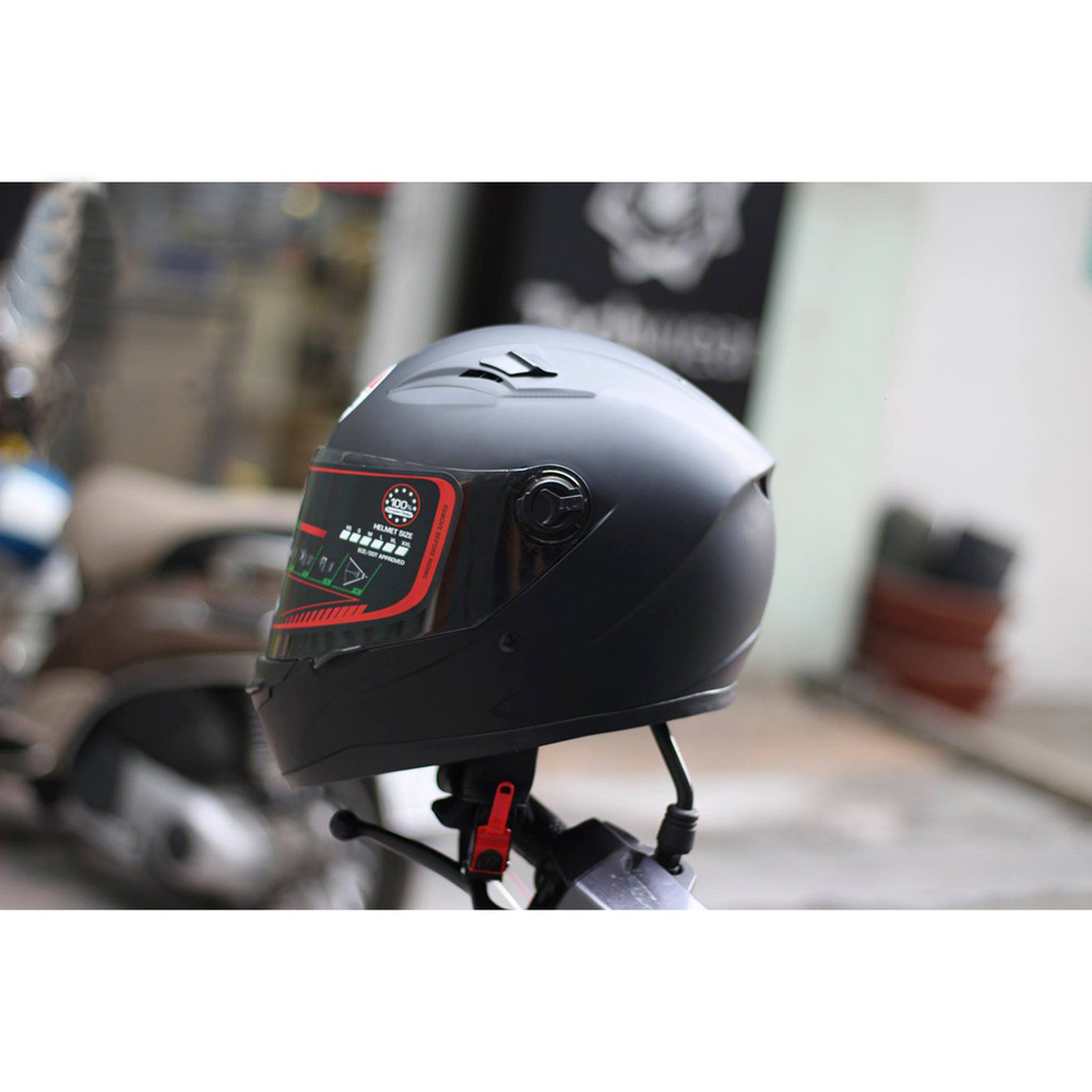 Nón AGU Fullface đen nhám Siêu chất Kèm sừng gắn nón + Tặng túi rút và khăn Ninja