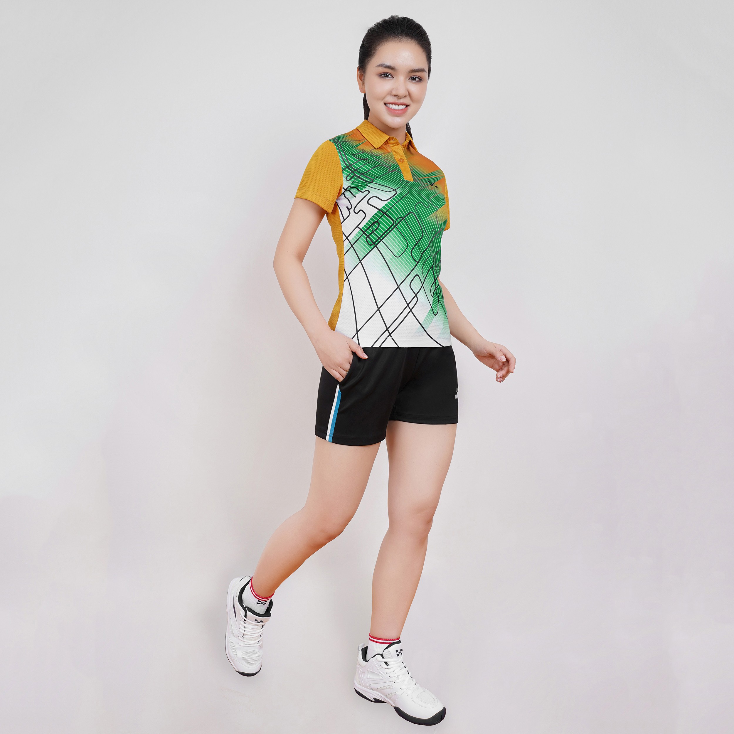 Áo Thể Thao Nữ HERMOD Tennis, Cầu Lông, Bóng Chuyền, Vải Co Dãn, Thoáng Mát, Thấm Hút TL02CAM