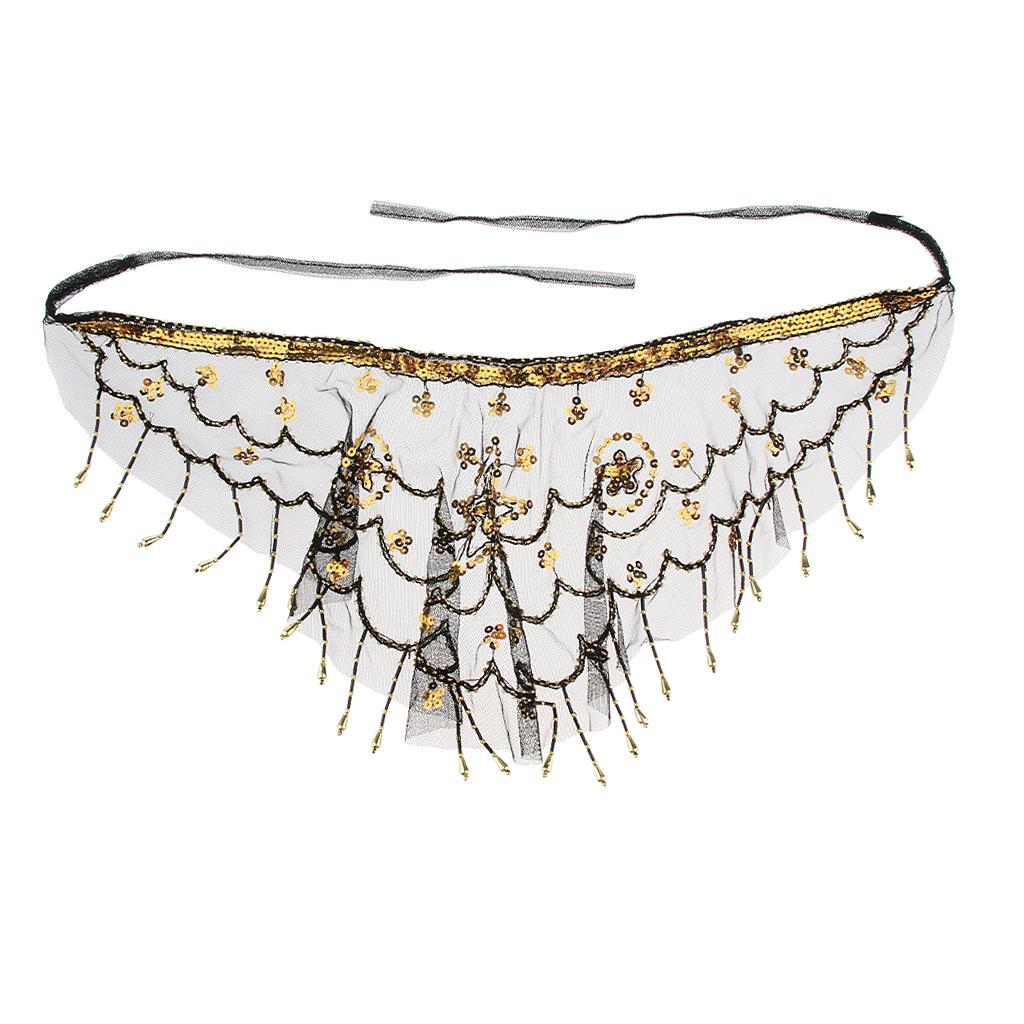 2 pieces Lady Belly Dance Beaded Sequins Face Halloween Costume Accessory