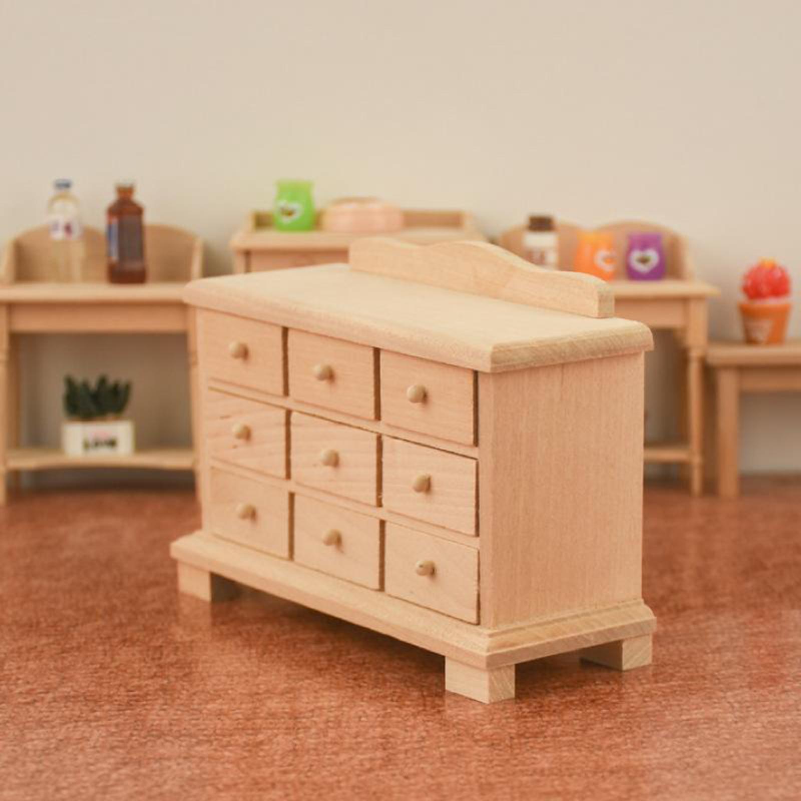 1/12 Doll House Wood Cabinet Model Baby Doll Living Room Scenery Ornaments