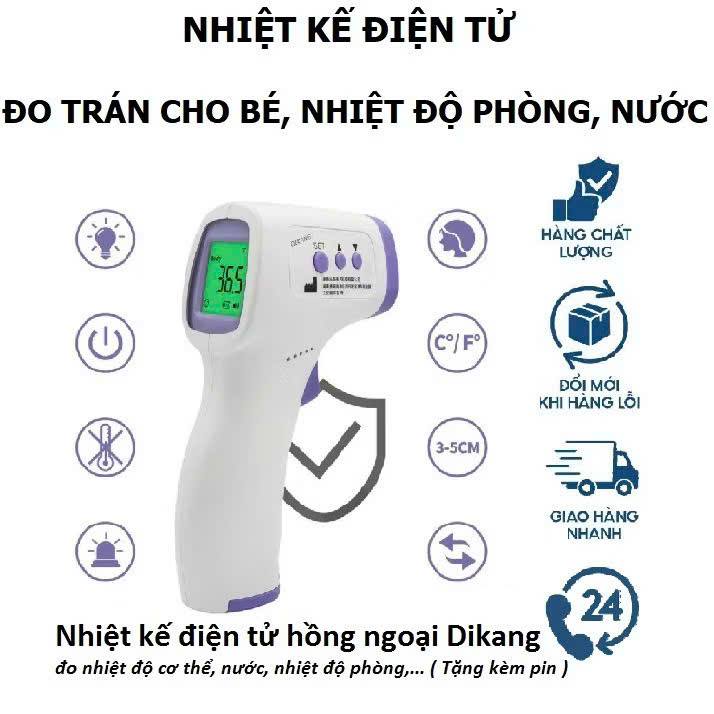 Nhiệt Kế Điện Tử Hồng Ngoại Đo Trán Cho Bjé – Màn Hình Màu, Không Chạm, Loại Xịn, đèn trang trí , đồng hồ treo tường