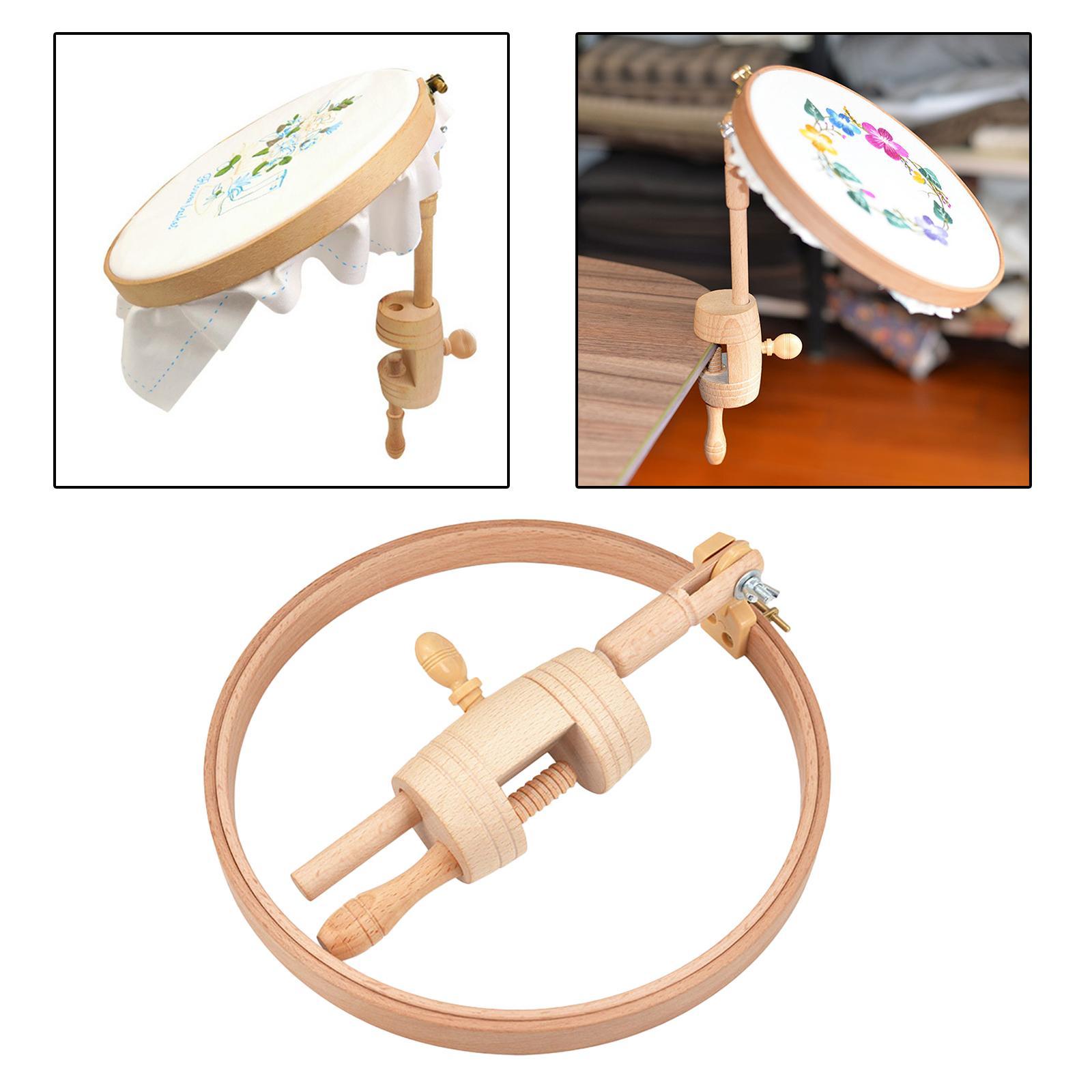 Wooden Frame Cross Stitch Embroidery Hoop Holder  Needlework Sewing Tool
