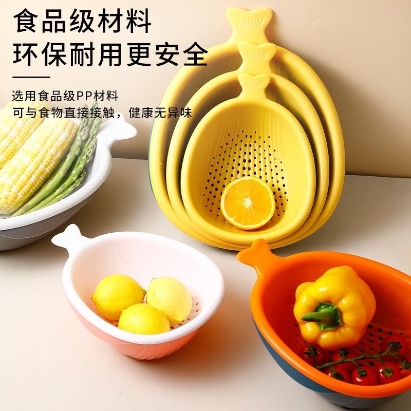 Set 6 Rổ Nhựa Hai Lớp Đa Năng Tiện Dụng Cho Nhà Bếp