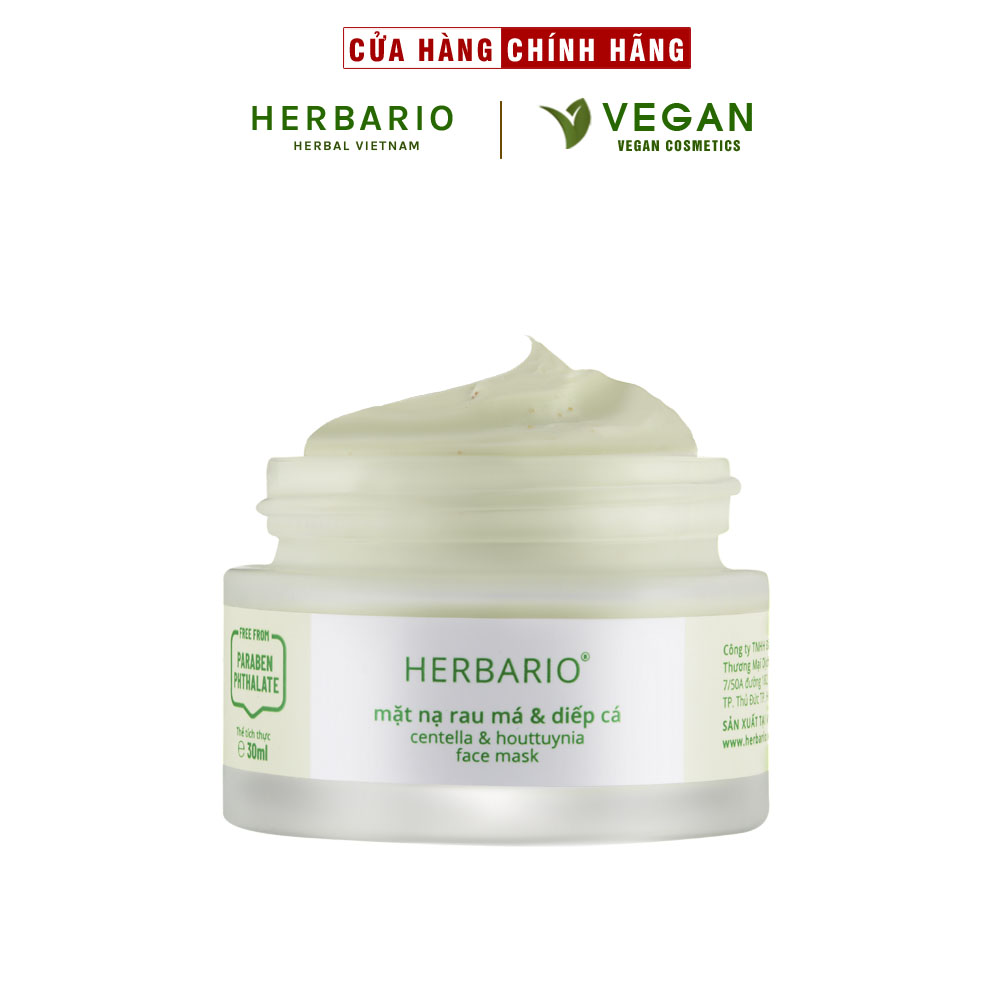 Mặt nạ rau má & diếp cá Herbario 30ml sạch mụn thuần chay