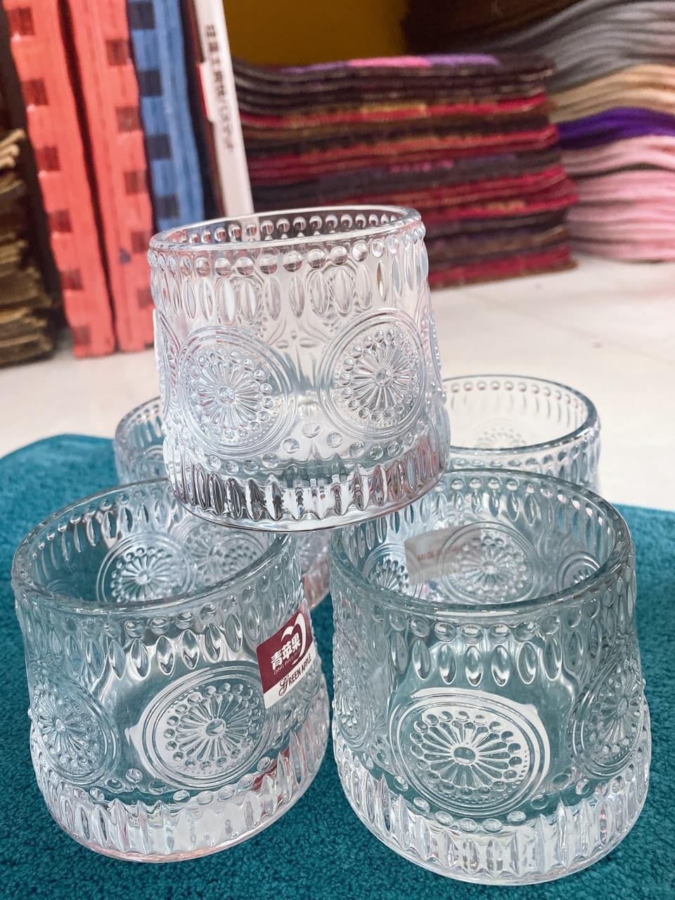 Bộ 6 cốc thuỷ tinh kim cương đế xoay cao cấp