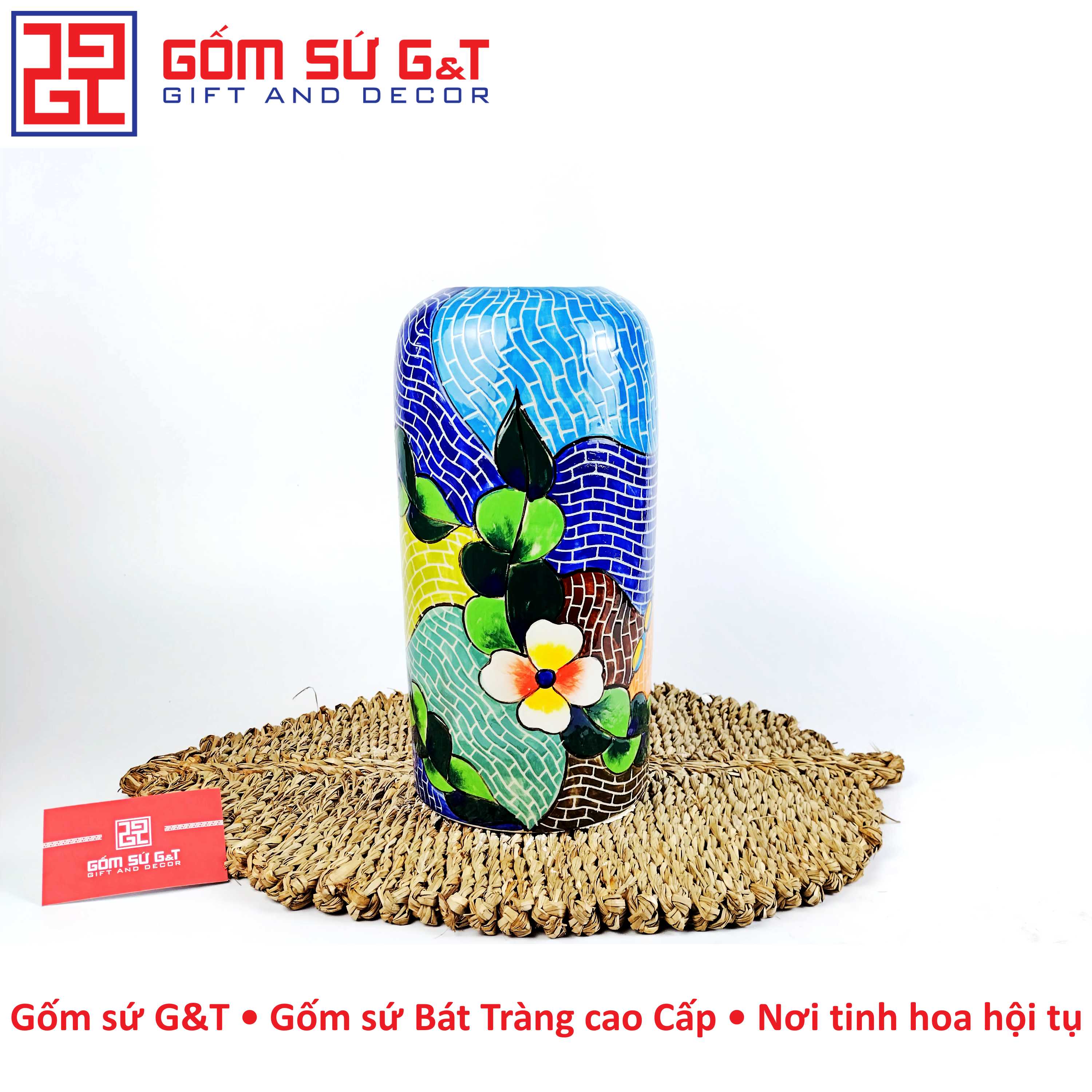 Lọ hoa dáng đu đủ chuồn chuồn hoa bèo Gốm Sứ G&amp;T