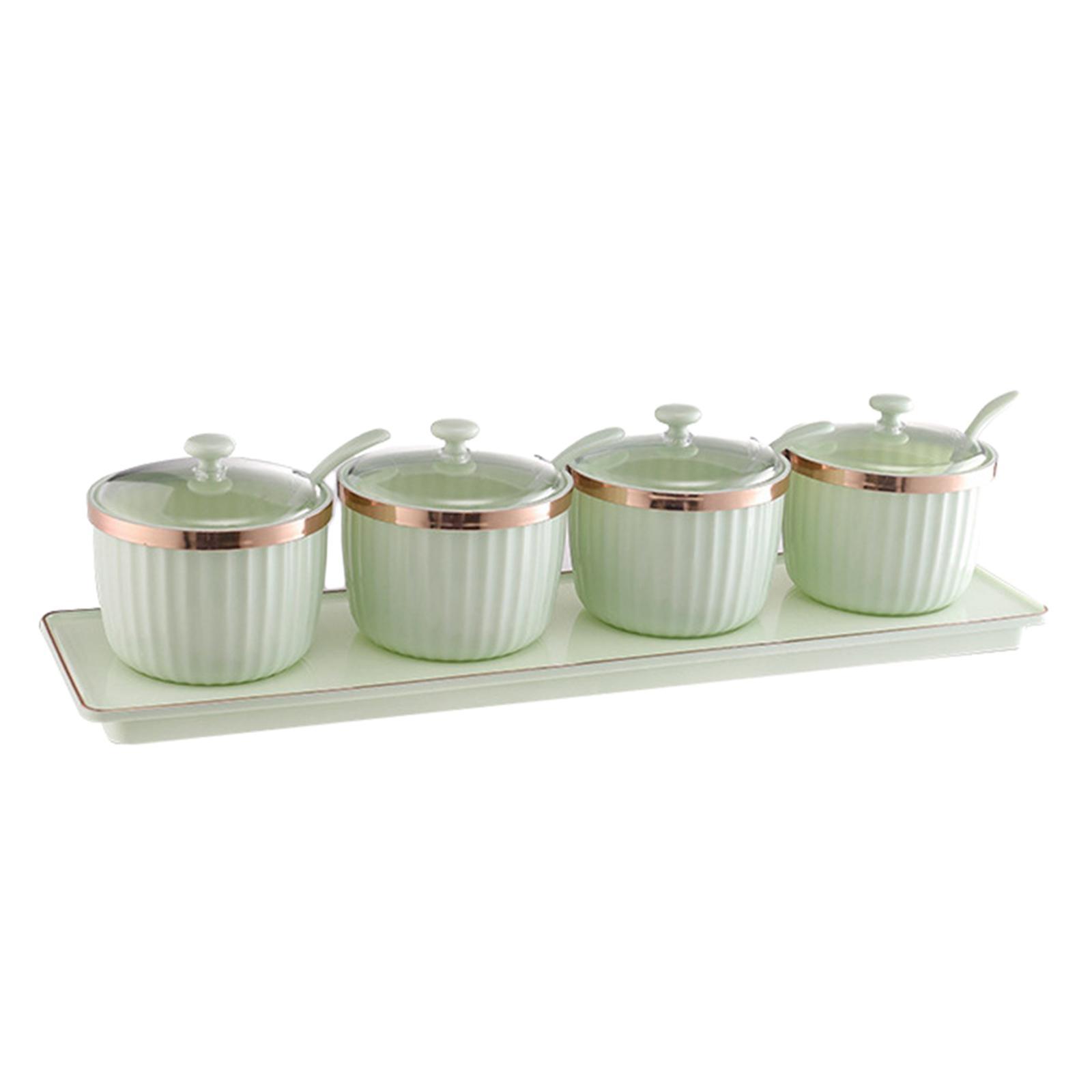 Modern Spice Case Seasoning Jar with Lid spoon Tray for Restaurant Bar