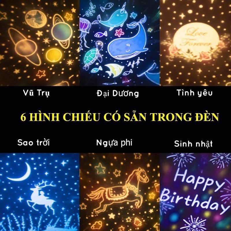 Đèn ngủ chiếu sao, cổ tích, đại dương, sinh nhật xoay tự động đèn LED lãng mạn cho bé