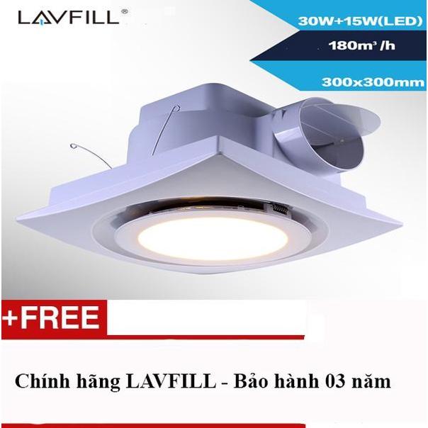 Quạt thông gió âm trần có đèn LED LAVFILL lỗ khoét 20 x 20
