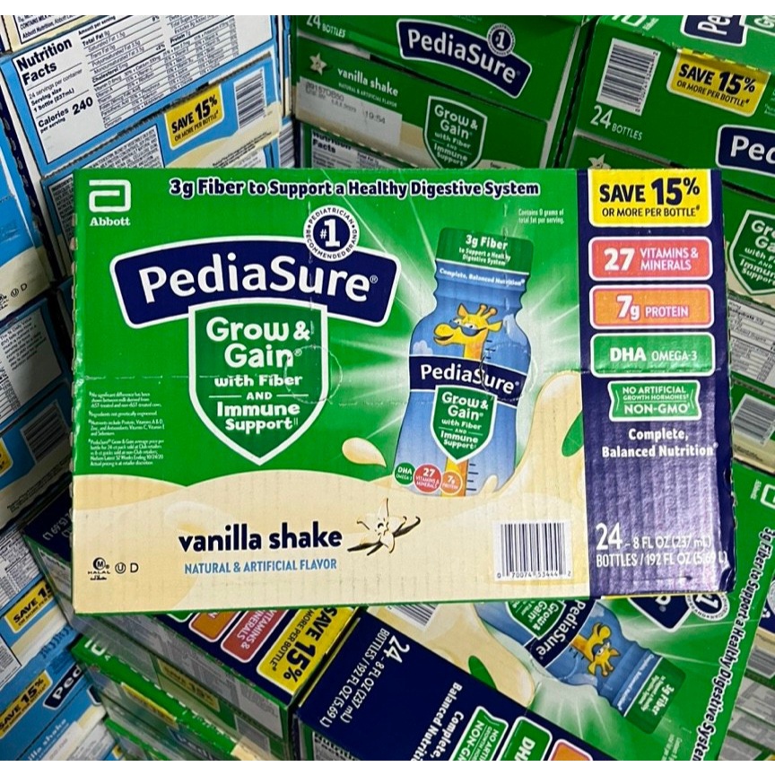 Sữa tăng cân cho bé Pediasure Grow and Gain with Fiber Mỹ - Giúp trẻ phát triển chiều cao, cân nặng, trí tuệ  và tăng sức đề kháng (24chai/thùng)