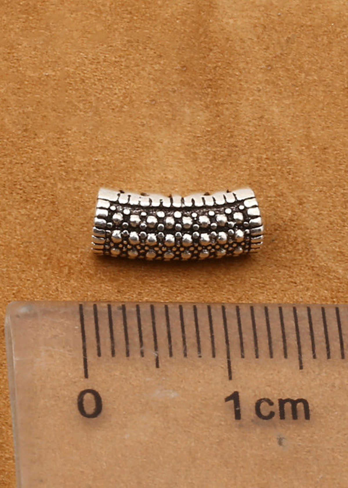 Combo 3 cái charm bạc hình trụ họa tiết hoa văn xỏ ngang 2 - Ngọc Quý Gemstones