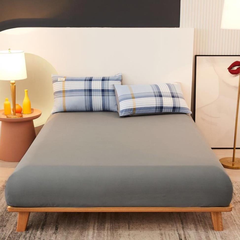Bộ chăn ga gối Cotton TC kẻ sọc caro 4 món đủ kích thước 1m2 đến 2m*2m2