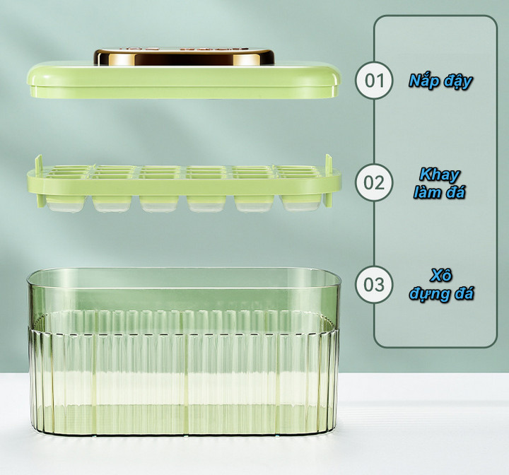 Bộ khay làm đá, ép lấy đá, đựng đá KACHEEG ICE TRAY cao cấp - Home and Garden