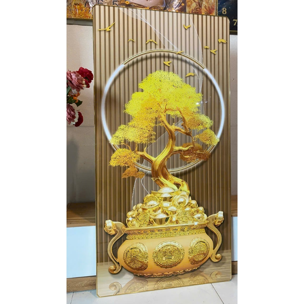(CÓ ẢNH THÂT)Tranh treo tường cây  tài lộc may mắn 6 phòng khách làm quà tặng tân gia khai trương