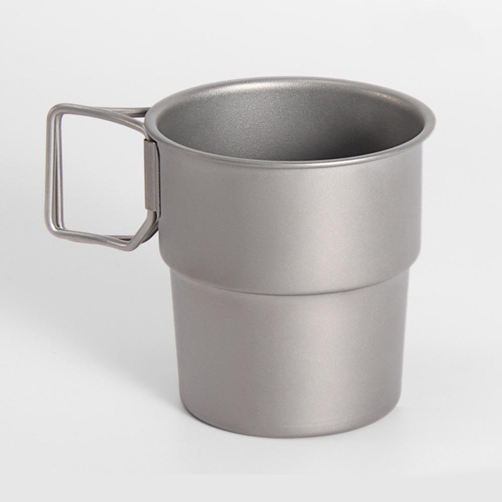 Ultralight 300ml Titanium Coffee Cup Tea Cup Water Mug with Foldable Handles for Home Outdoor Camping & Picnic