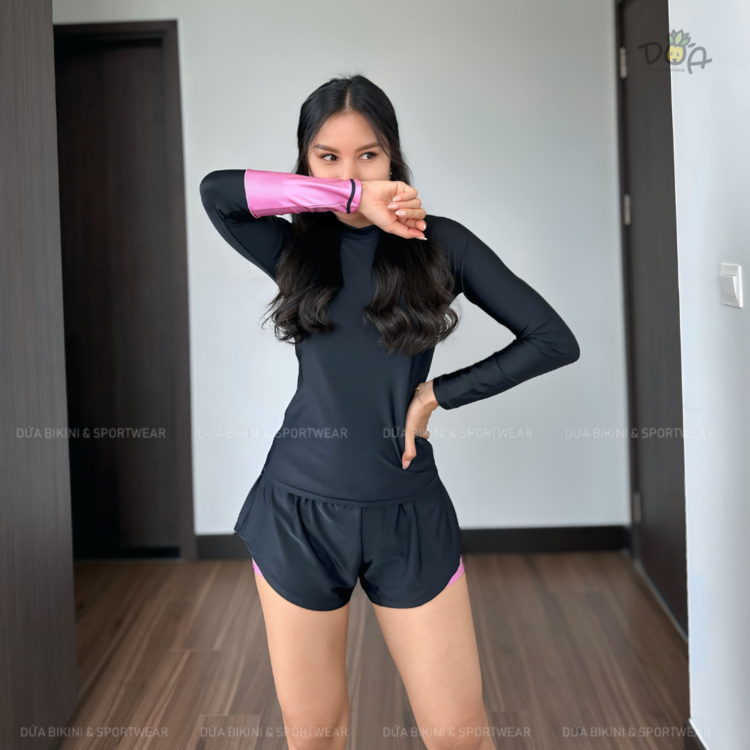 Clamfit Bikini | Đồ bơi nữ hai mảnh tay dài quần đùi năng động - Áo lẻ | DỨA BIKINI &amp;SPORTWEAR