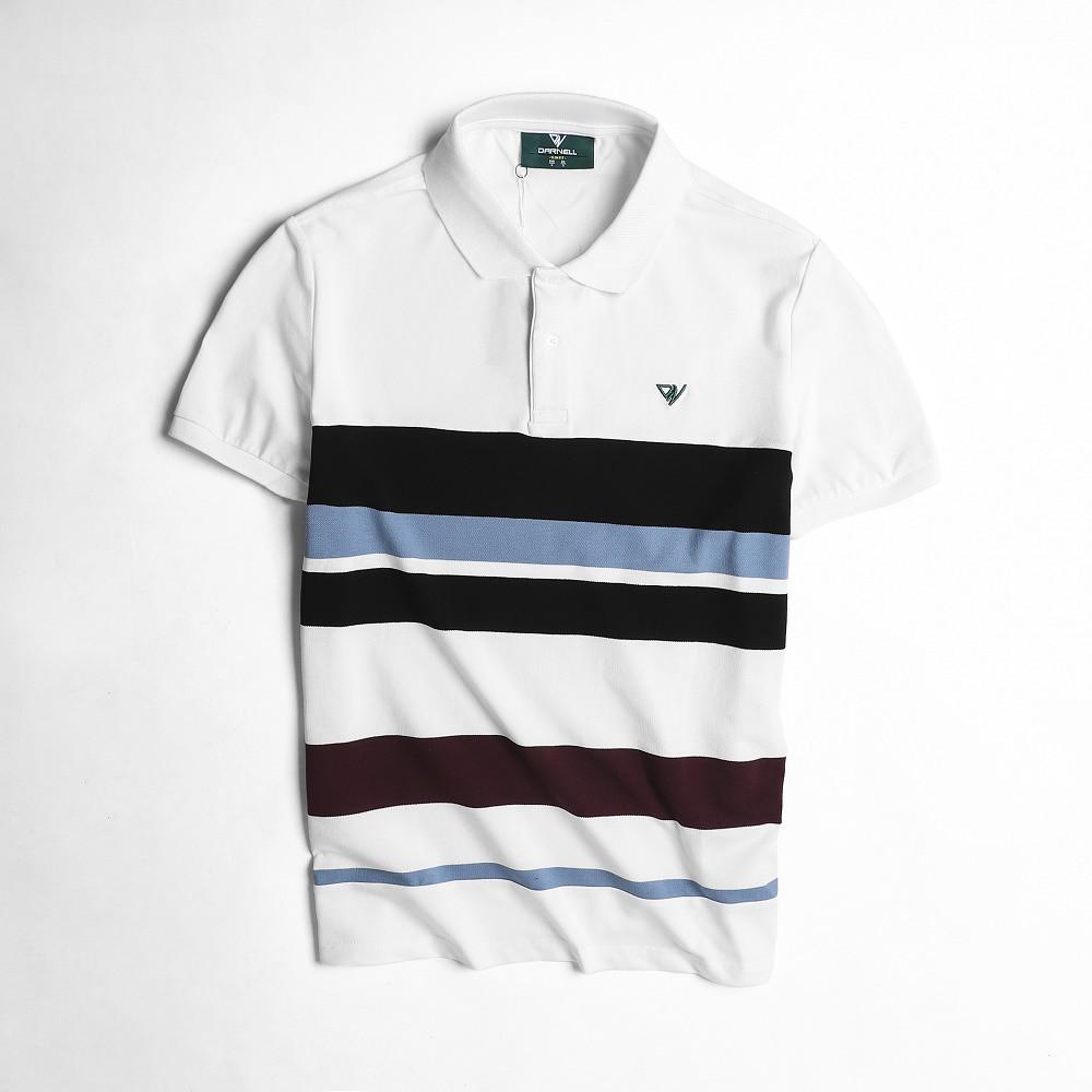 Áo thun polo nam cao cấp họa tiết kẻ pha màu chất cotton mềm mịn thấm hút mồ hôi chính hãng DARNELL DN0029