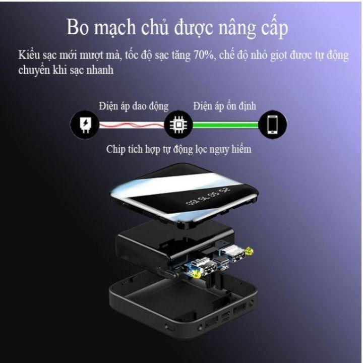 Pin sạc dự phòng mini 5000mAH bề mặt tráng gương đa màu sắc- bảo hành 6 tháng