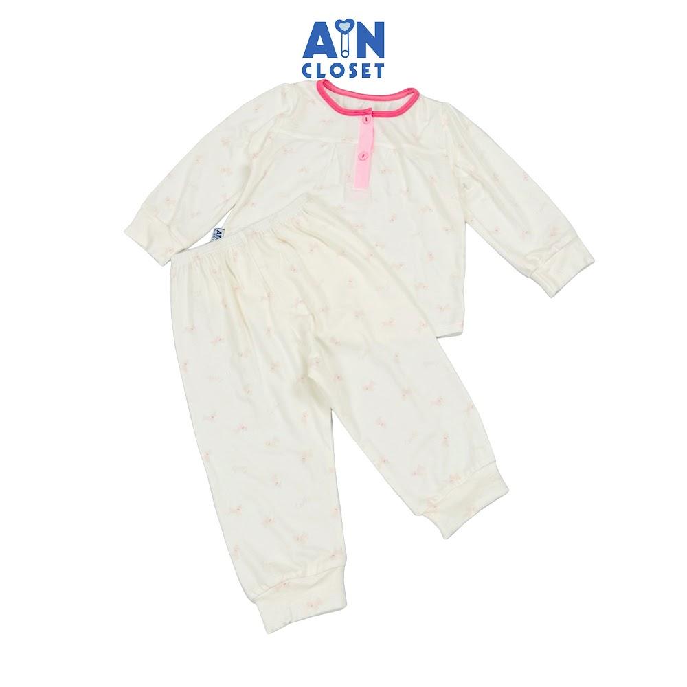 Bộ quần áo Dài bé gái họa tiết Cún Nhí Hồng thun cotton - AICDBGZSR3UP - AIN Closet
