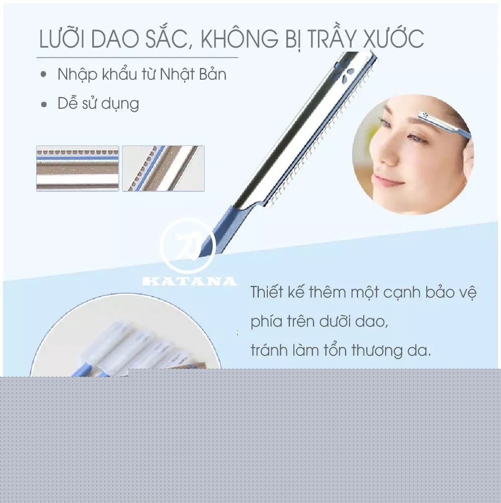 Dao Cạo Lông Mày Lưỡi Thép Có Màng Bảo Vệ Kai Kazor BTM Beauty Guar 00661 Dành Cho Nữ Set 5 cây