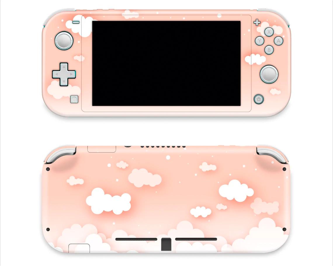 Skin decal dán Nintendo Switch Lite mẫu Màu Pastel mây trời cam hồng (dễ dán, đã cắt sẵn)