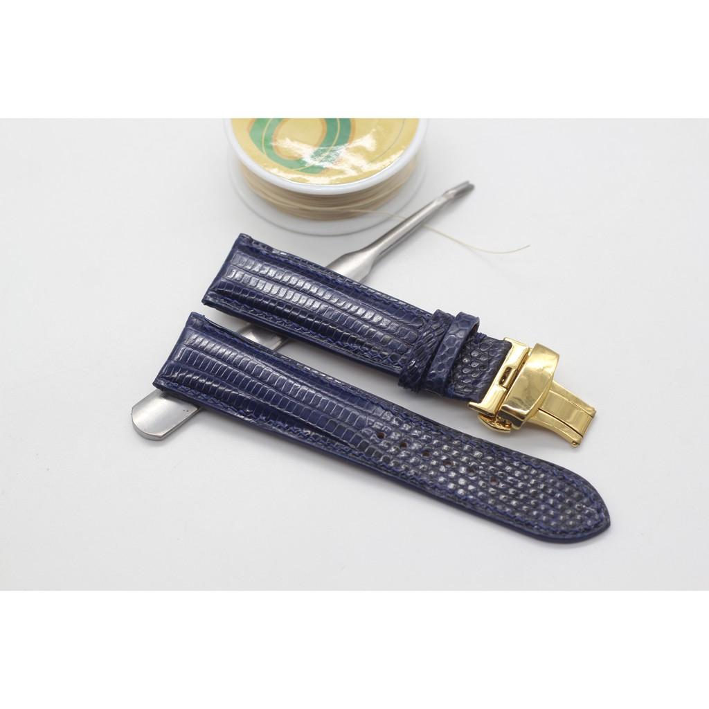 Dây Da Kỳ Đà,Dây Da Đồng Hồ May Tay Handmade Kèm Khóa Bướm Gập.BH 6 Tháng,