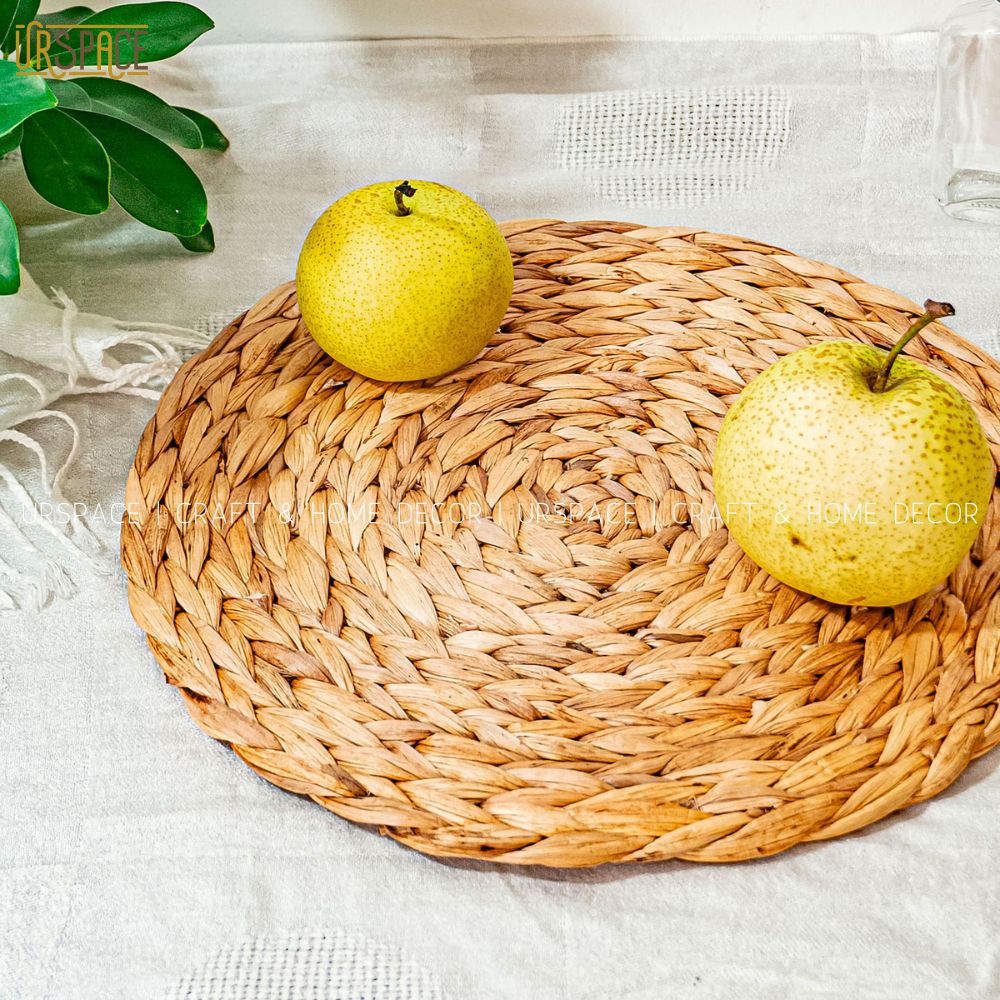 Tấm lót lục bình đa năng UrSpace trang trí decor bàn ăn D25 cm/ ROUND HYACINTH PLACE MAT