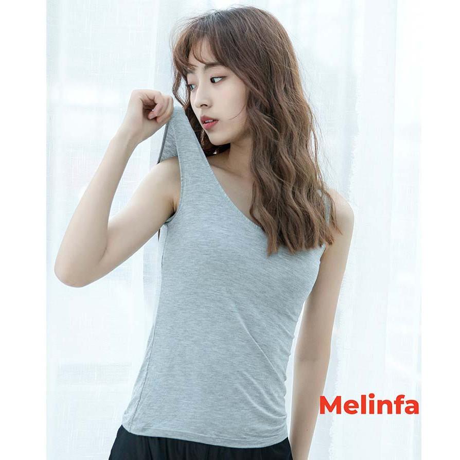 Áo ba lỗ nữ có đệm ngực nâng đỡ vải Viscose (gỗ tự nhiên) mềm mại thoáng mát tự nhiên 100% mã VAA0094