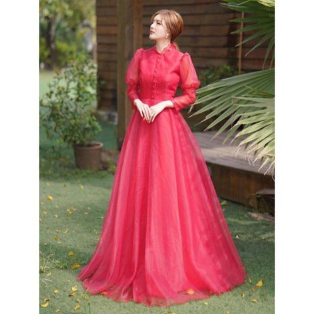 ĐẦM MAXI XOÈ TAY DÀI PHỒNG KẾT NÚT BỌC SIÊU XINH -MS44Y- SIZE M/L ĐẾN 57kg MMR