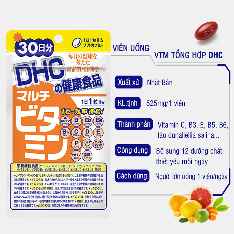 Viên uống Vitamin tổng hợp DHC Nhật Bản Multil Vitamins thực phẩm chức năng bổ sung 12 vitamin thiết yếu hàng ngày nâng cao sức khỏe, làm đẹp da gói 90 ngày JN-DHC-MUL90