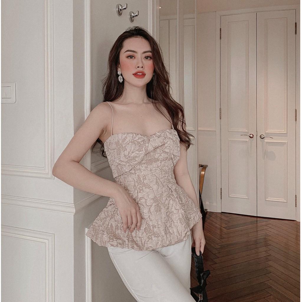 Áo peplum 2 dây nơ to xoắn ngực