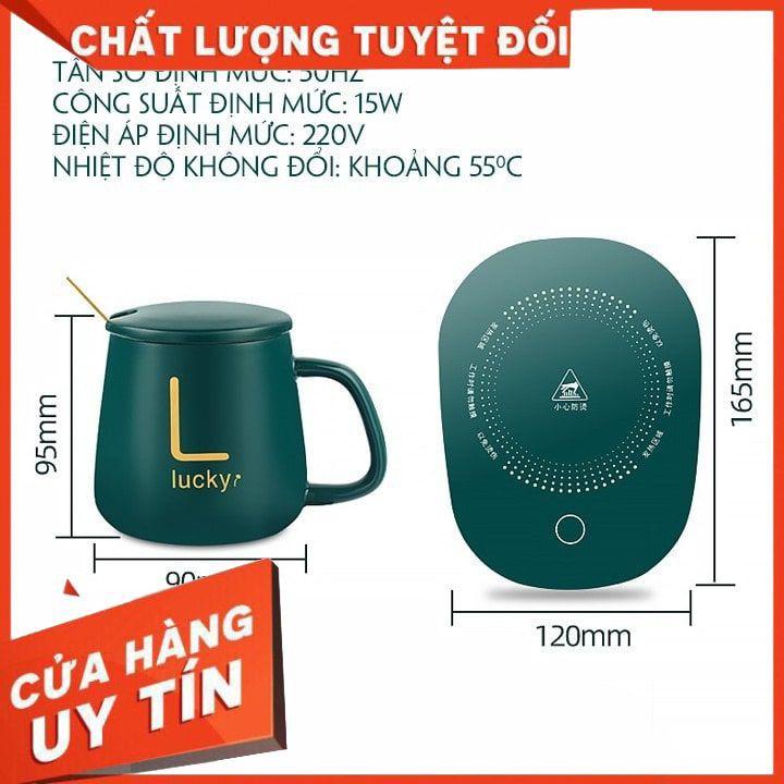 Bộ Máy Làm Hâm Nóng Sữa Đồ Uống Tiện Lợi Kèm Cốc Sứ Lucky Phong Cách Hoàng Gia Siêu Sang