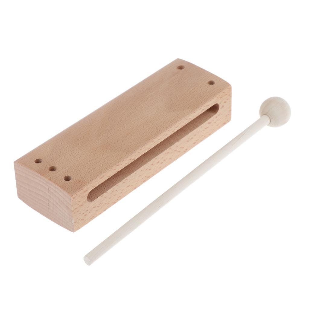 Wooden Percussion Block with Mallet for Kids Music Development Toy Gift