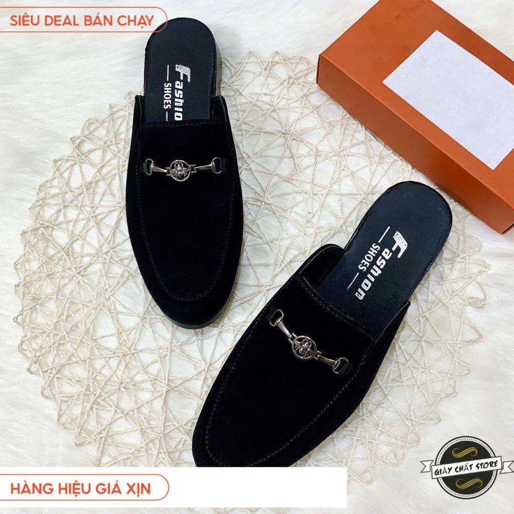 Giày sục nam Vải Nỉ xích ngang Ong - Sục nam sang chảnh mẫu mới 2020 VN02