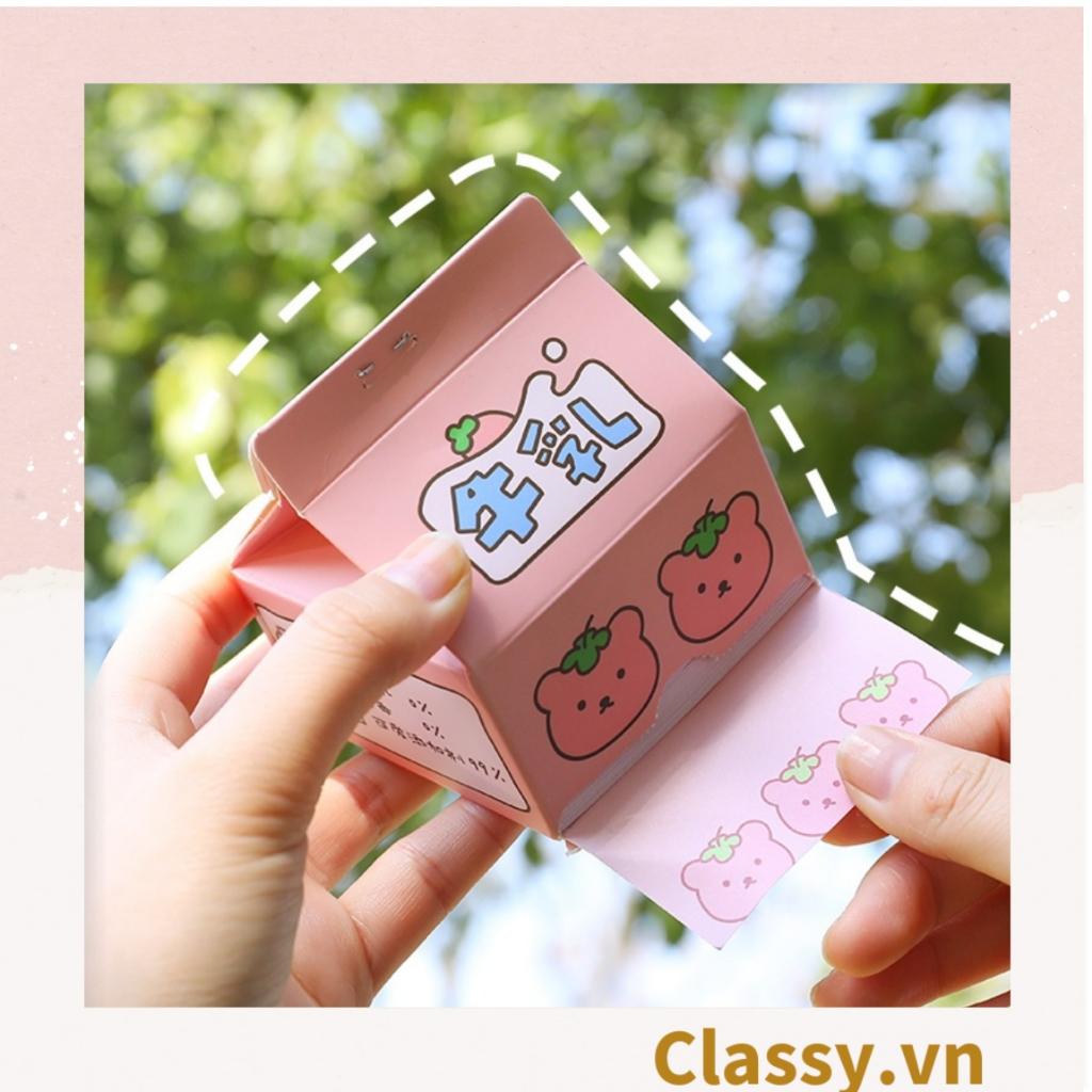 Hộp giấy note Classy , giấy ghi chú hình hộp sữa, có khe rút tiện lợi PK1520