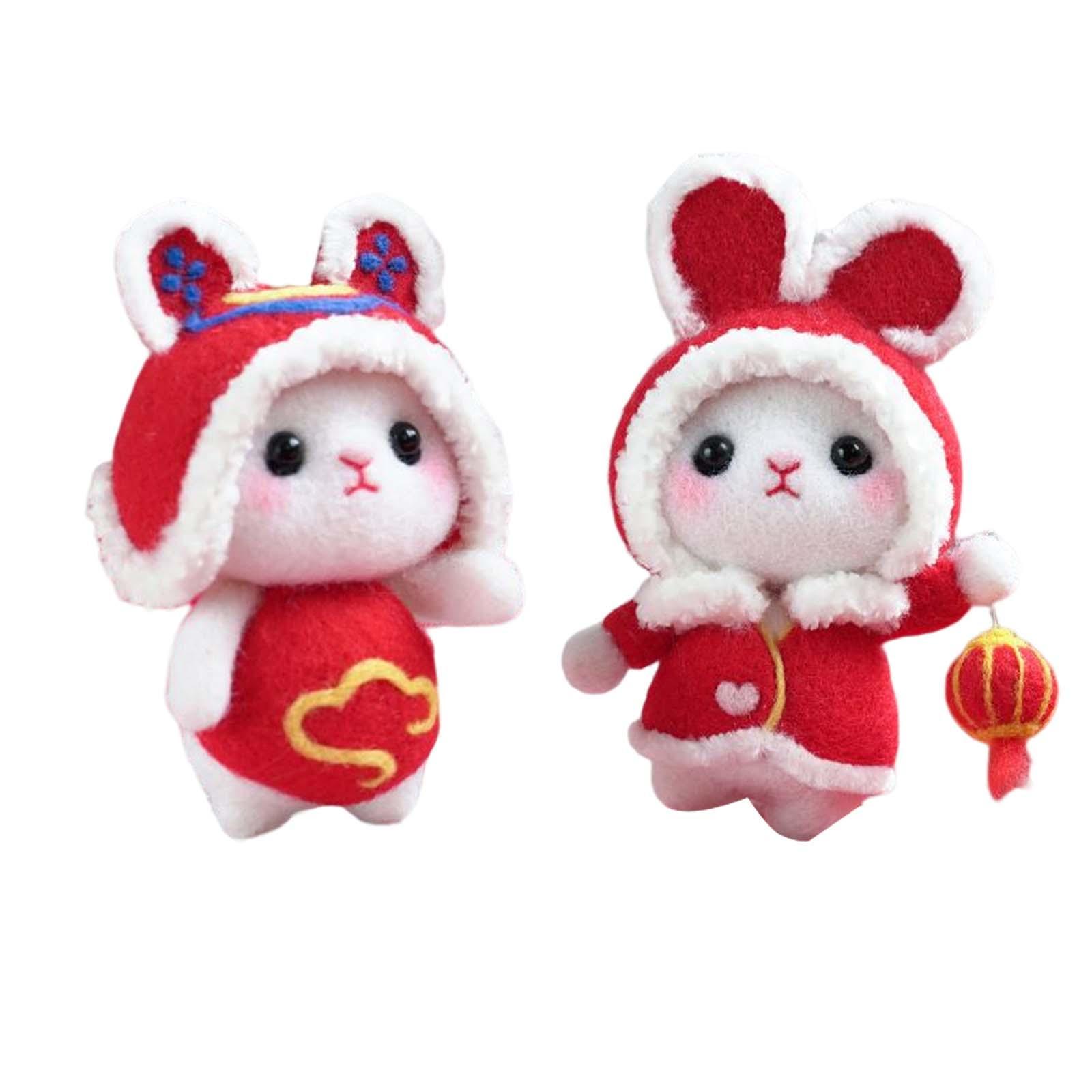 Mini Rabbit Wool Felt Kits Christmas 2023 Rabbit Year DIY Material Package Festival Toy for Handicraft Lover Beginners Beginner Kit