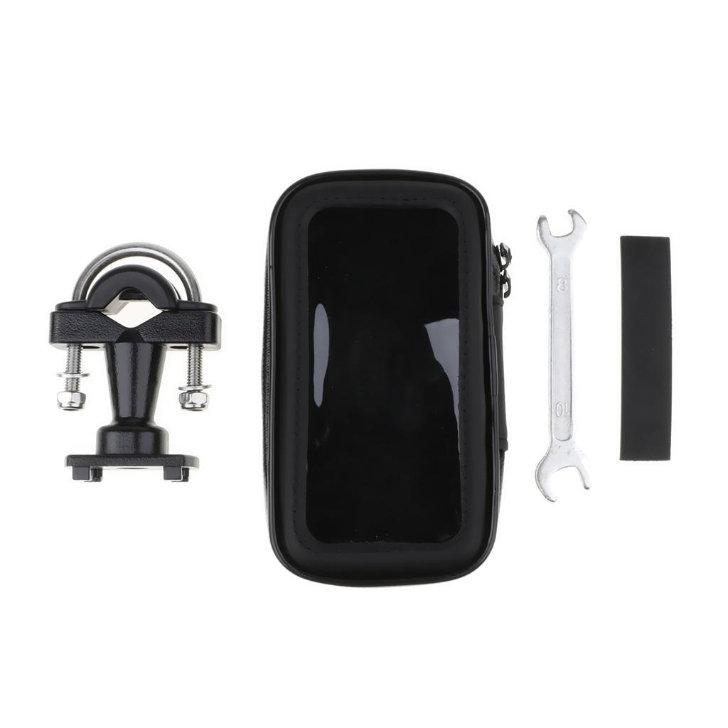 Motorcycle Waterproof Phone Case Bag With Handlebar Mount Holder Black