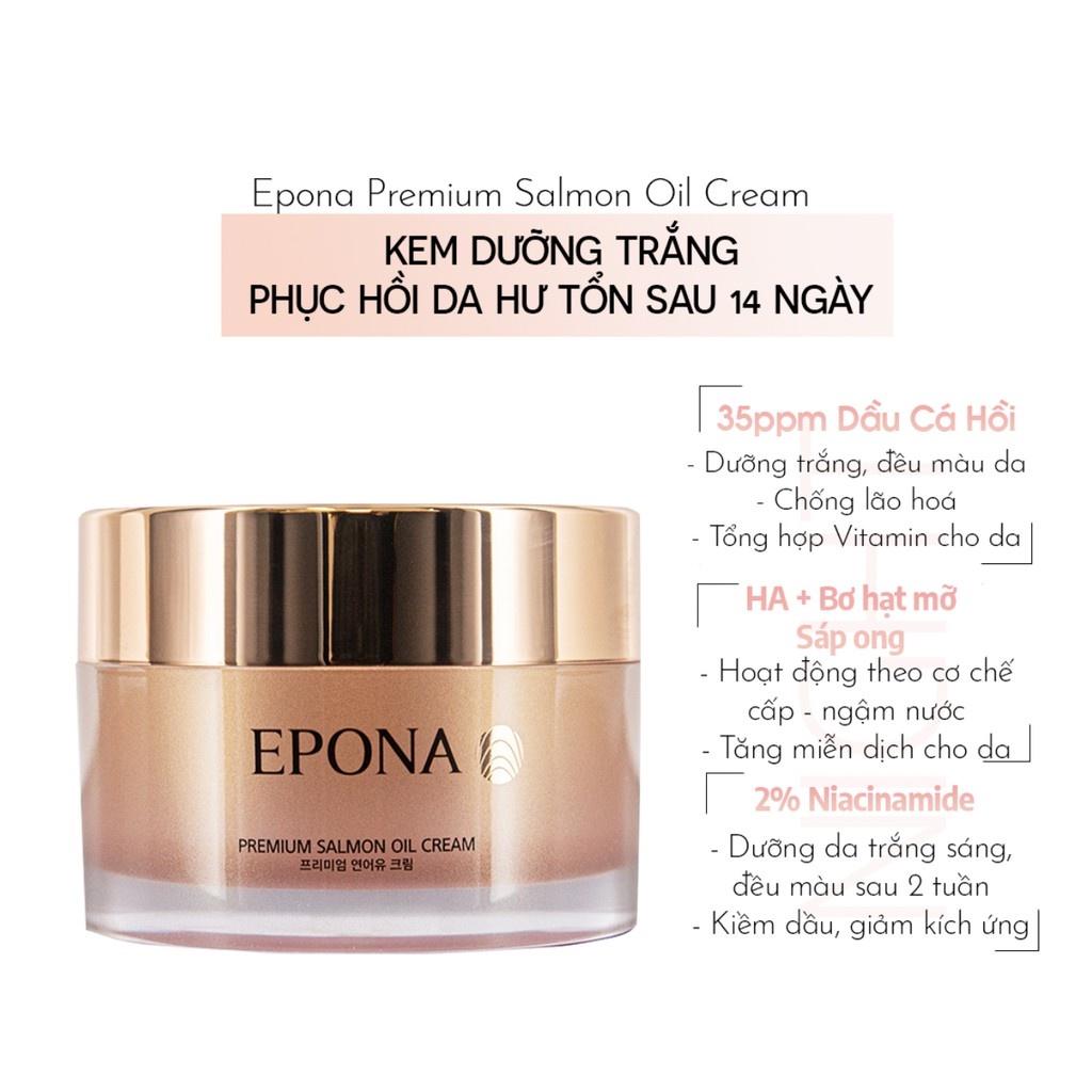 Kem Dưỡng Trắng - Phục Hồi Da Hư Tổn Chiết Xuất Dầu Cá Hồi Epona Premium Salmon Cream 50ml